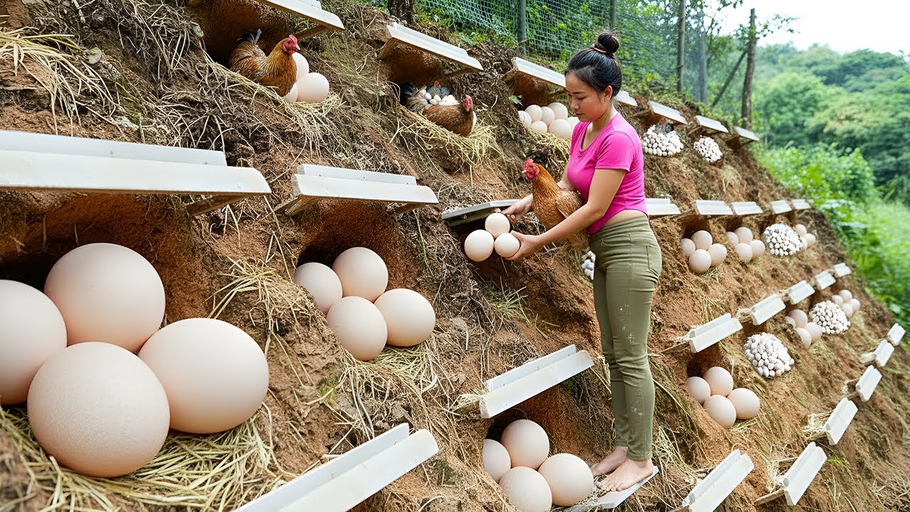 Construyendo Nidos Especiales para Gallinas | Cosechando Muchos Huevos para Vender