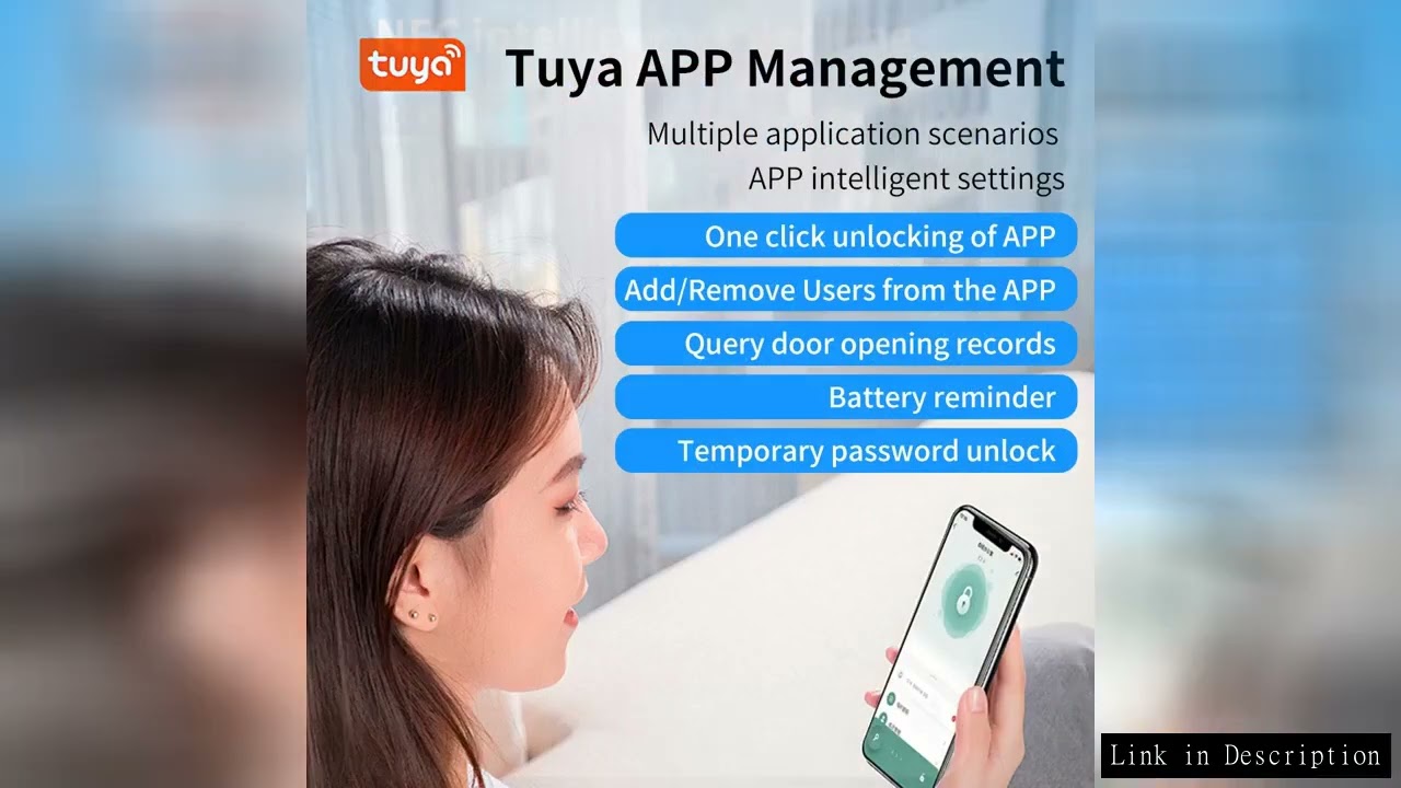 Q50 Tuya Bluetooth Smart Fingerprint Door Handle Lock Electronic Password/RFID Card/Keys/APP Remote