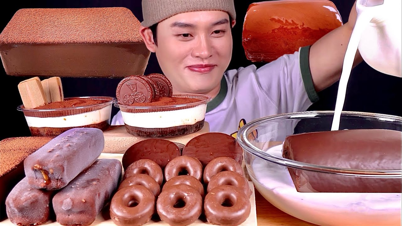 직접만든 초코푸딩 초콜릿롤 초코아이스크림 초코링 초코티라미수 먹방~!! Chocolate Tiramisu Choco Ring Chocolate Pudding MuKBang~!!