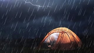 Nighttime Rain and Thunderstorm While Camping - Sleep Well