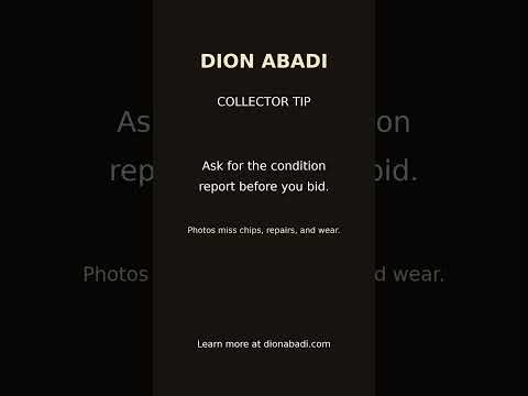 Thumbnail for the YouTube Short “Dion Abadi tip: ask for the condition report before you bid”