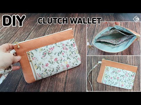 DIY Simple clutch wallet with zipper pocket and card slots / wrist strap  long wallet [Tendersmile] 