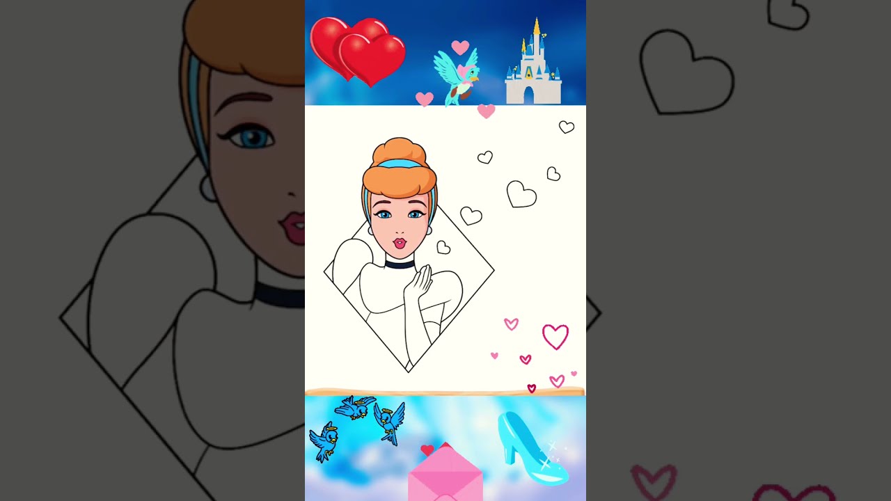 Cinderella Blowing Kisses Disney Coloring World App coloringvideos Cinderella Blowing Kisses Disney Coloring World App coloringvideos