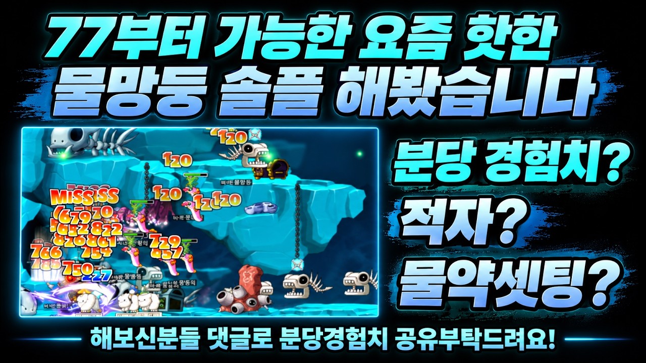 77부터 할수있는 요즘 핫한 배틀메이지 물망둥솔플 한번 해봤습니다!! (분당경험치, 사용물약 공유)