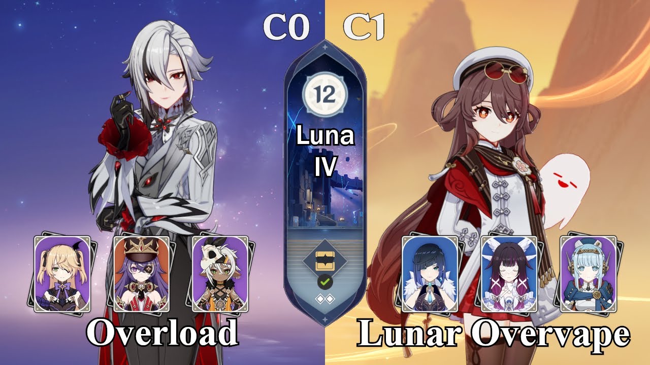 C0R1 Arlecchino Overload & C1R1 Hu Tao Lunar Overvape | Spiral Abyss 6.3 Luna IV