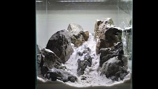 水槽立ち上げ 風山石 石組みレイアウト 雪山山岳レイアウト Youtube