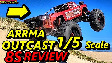 ARRMA OUTCAST 8S 1/5th Scale Review and speed test on the beach.　ESC Settings.