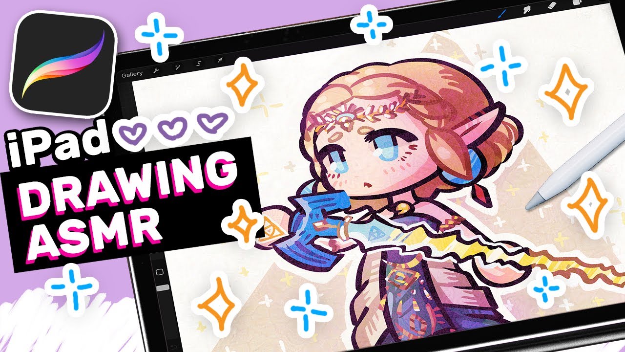 Drawing ASMR No Talking iPad | Zelda fanart on Procreate - YouTube