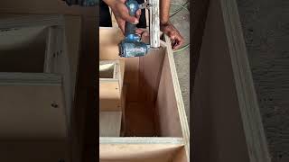 installation of 18 inch subwoofer box corner amplifier #tutorial #woodworking #speakerbox