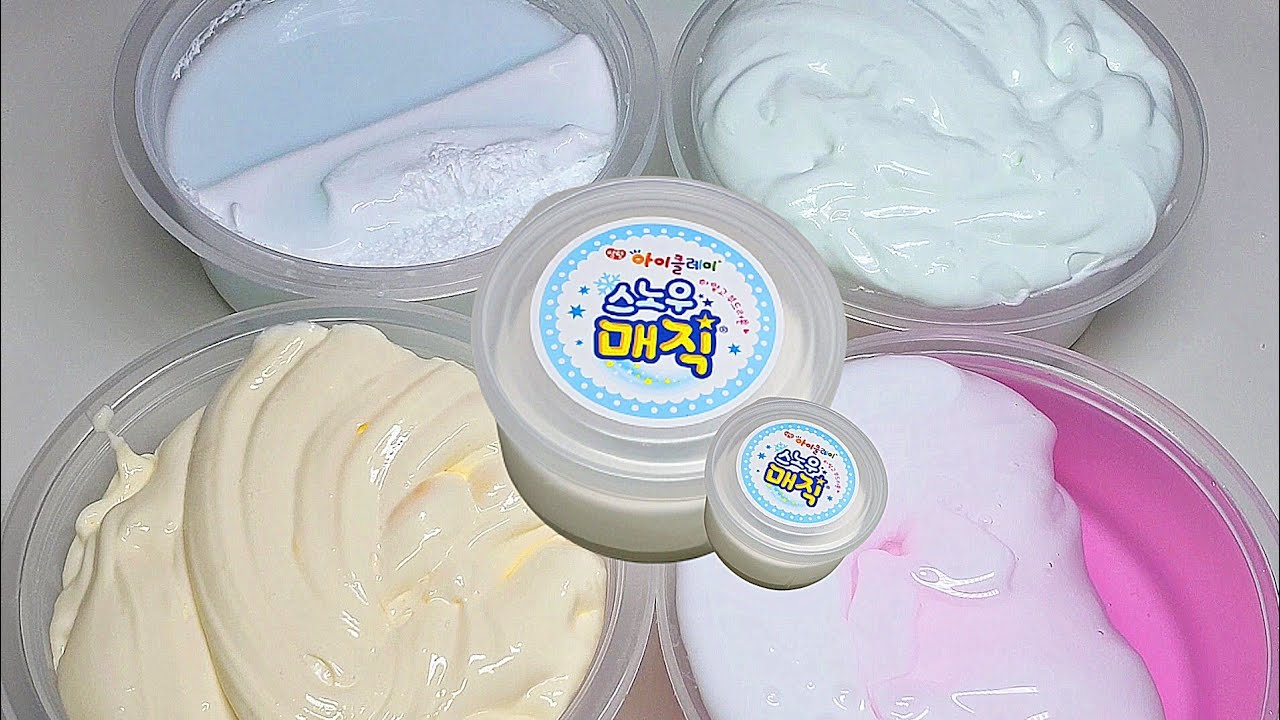 ☃️ 스노우 매직 한 통으로 액괴 네 개 만들기! / Four slimes with one clay / クレー一つで四つのスライム / 액체괴물 / 슬라임 / 액점 / 박뮤즈