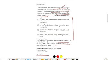 A stone tied to the end of a string of 1 m long is whirled in a horizontal circle with a constant
