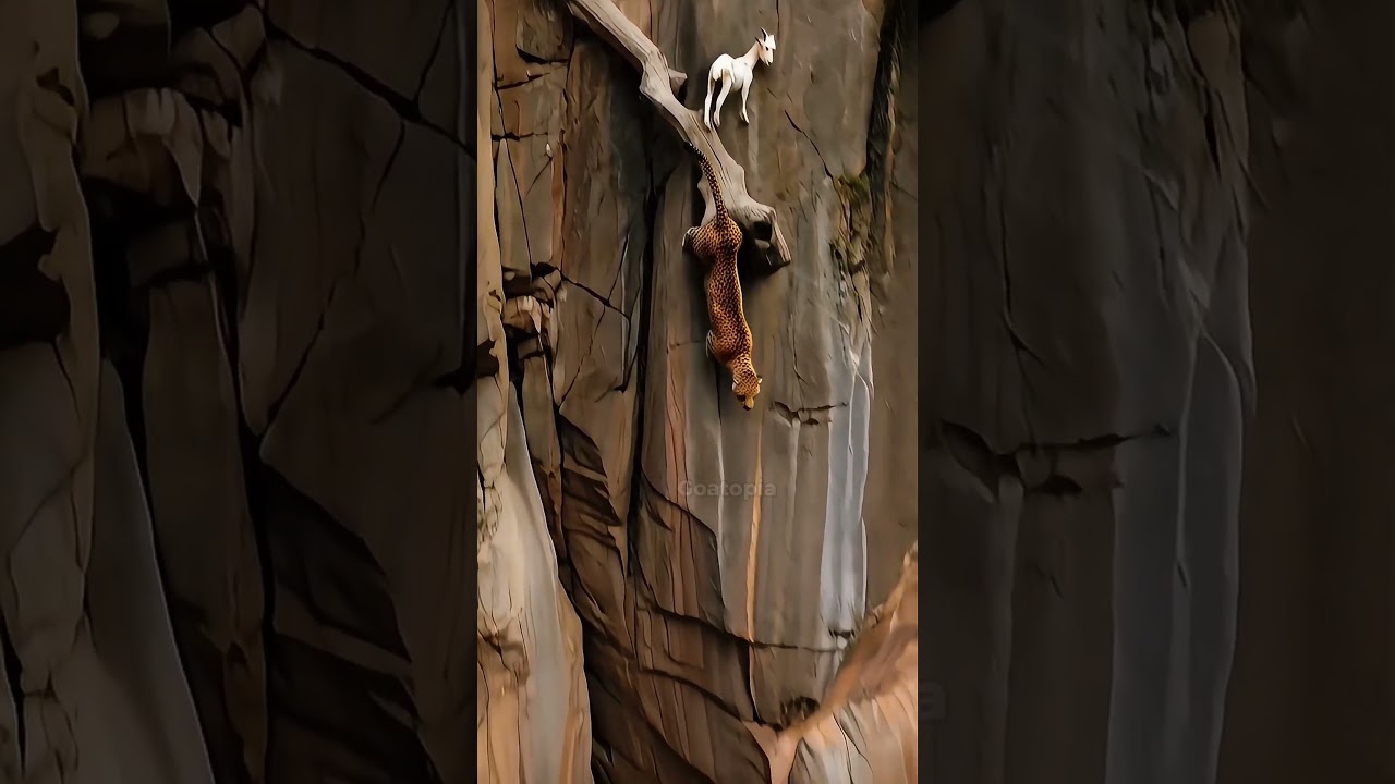 Mountain Goat’s Incredible Escape from the Cliffside Predator! 🏔️🐆