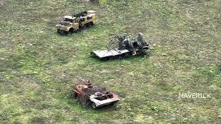 Десятки единиц уничтоженной российской техники в Чернобаевке Dozens of destroyed Russian equipment