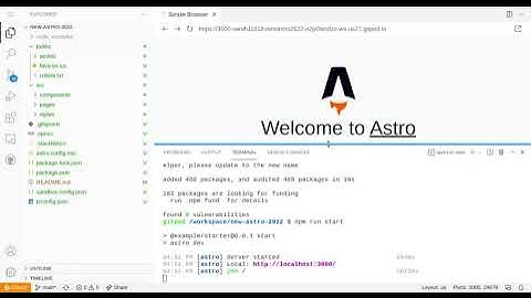 Setting up a new Astro project in Gitpod