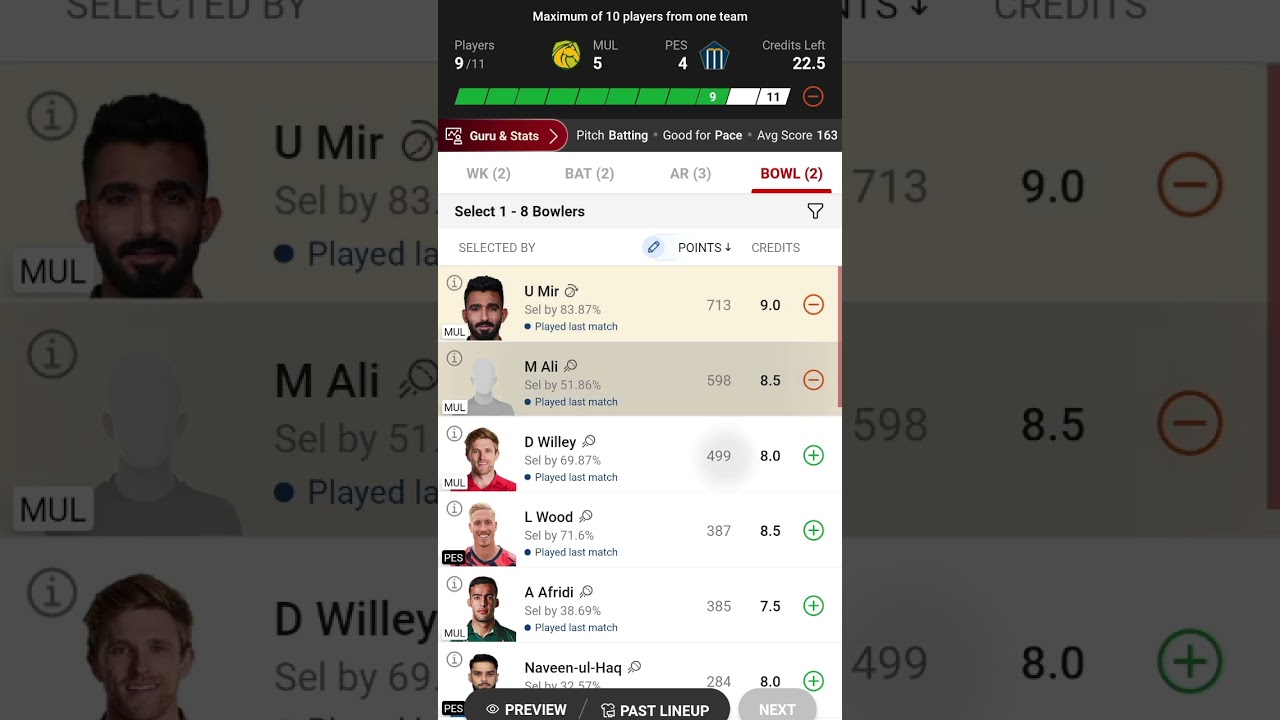 MUL vs PES Dream11, MUL vs PES Dream11 Prediction, Multan Sultans vs Peshawar Zalmi PSL Team Today