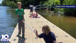 Testing water quality on the James River