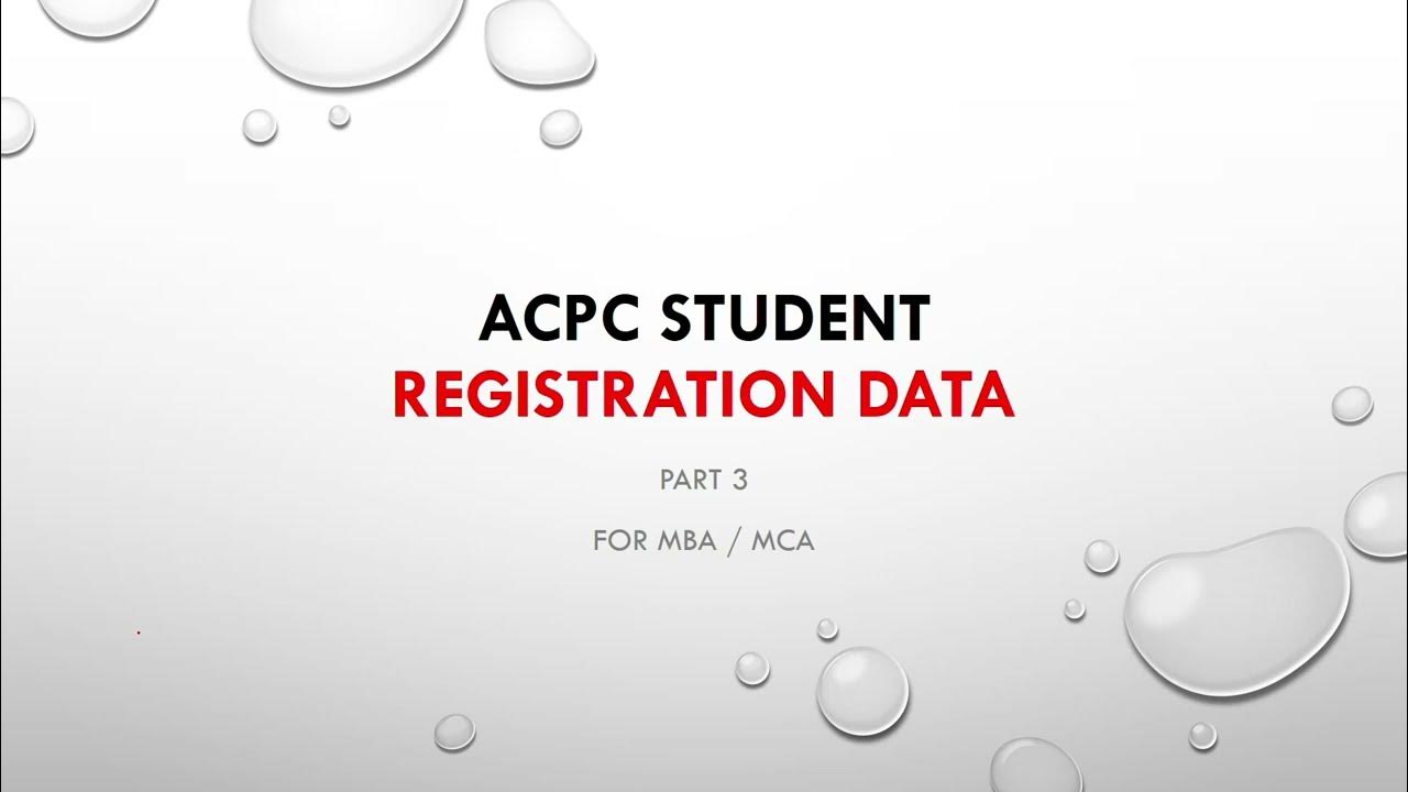 ACPC Student Registration Data for MBA MCA Students YouTube