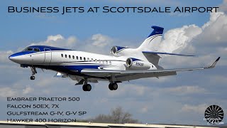 Windy Business Jet Spotting at Scottsdale (4K) | Plane Spotting | [KSDL\SCF]