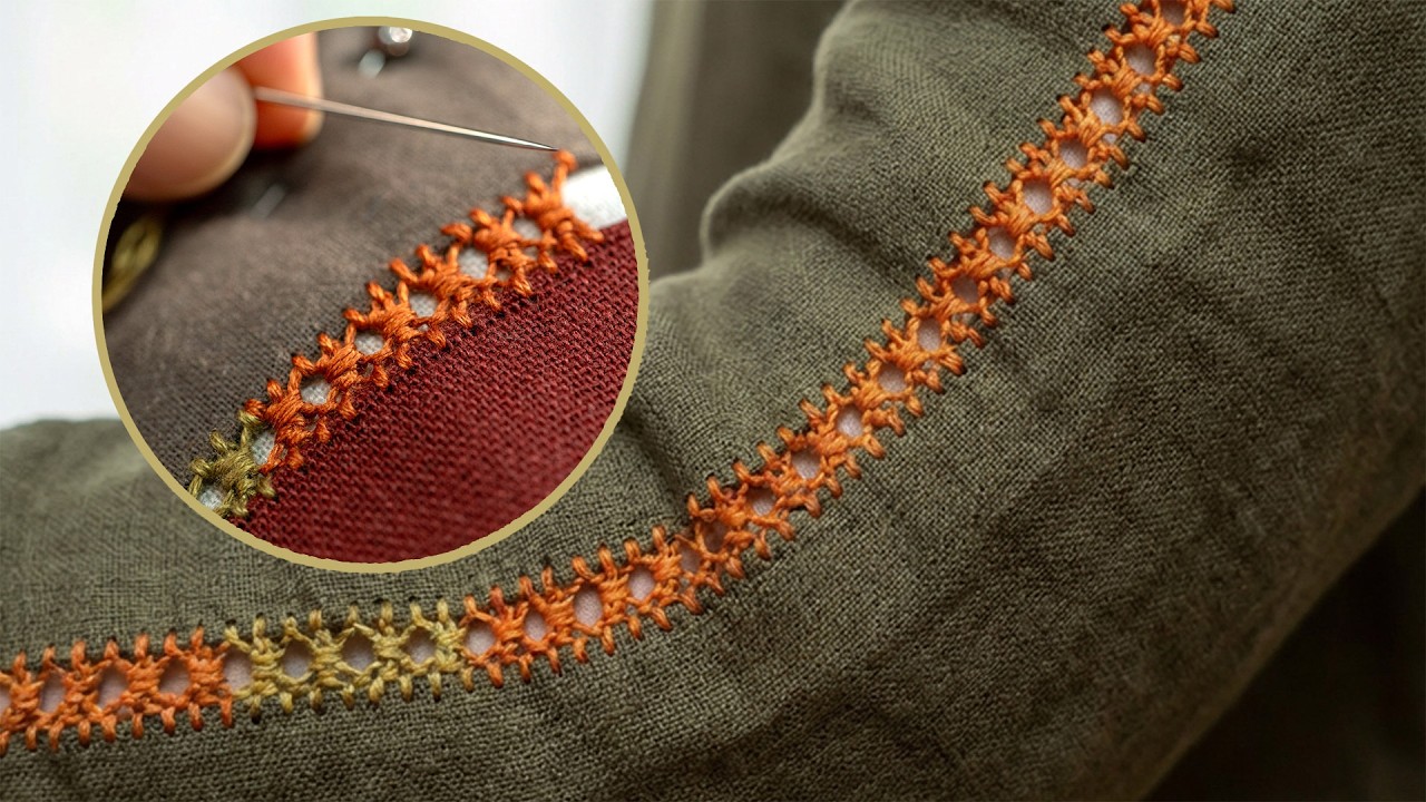 Дизайнерский способ соединения ткани своими руками: вышивка швов вручную для пошива одежды.