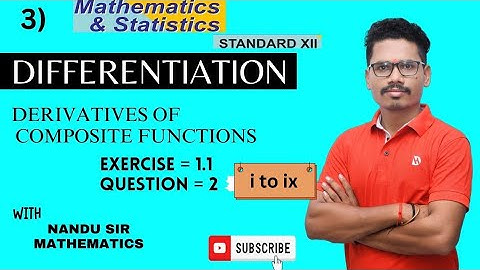Differentiation| Ex.1.1 Q.) 2 |Derivative of composite functions|12th math|@NandusirMathematics