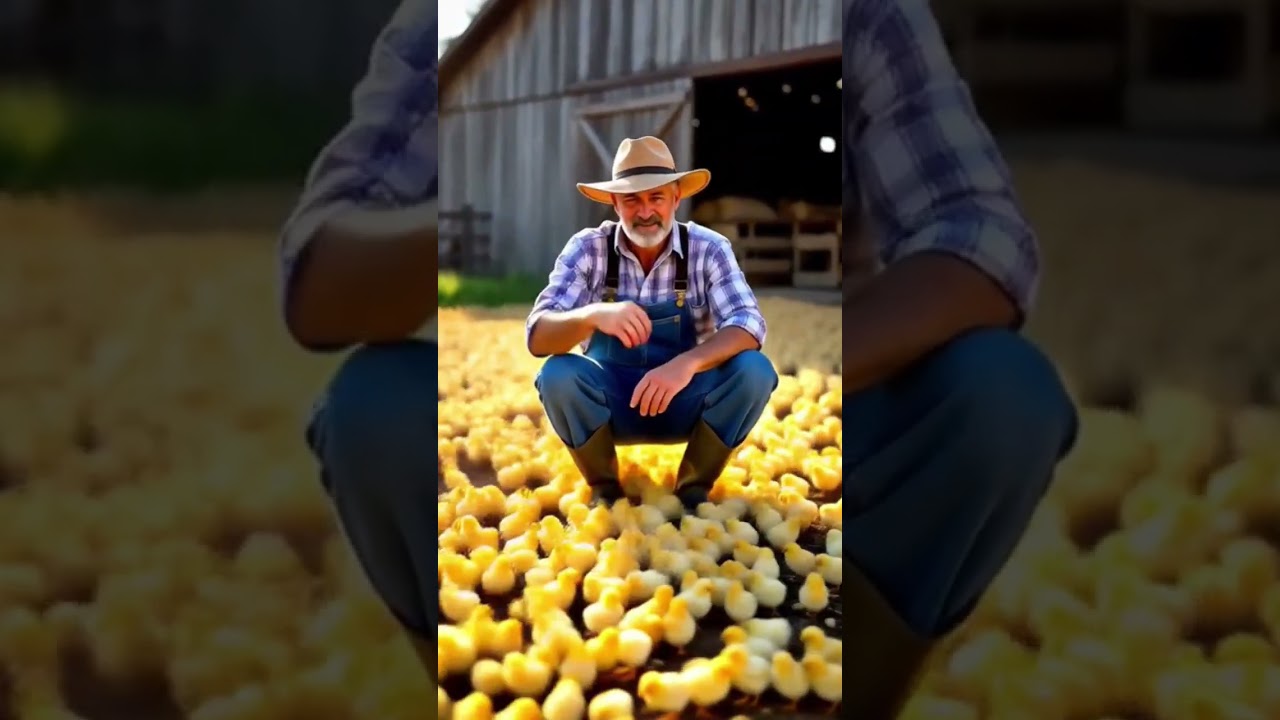 The farmers hen gave birth to a million chicks and the farmers is worried