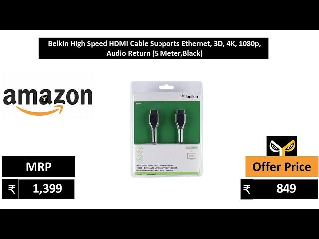 Belkin High Speed HDMI Cable Supports Ethernet, 3D, 4K, 1080p, Audio Return 5 Meter,Black