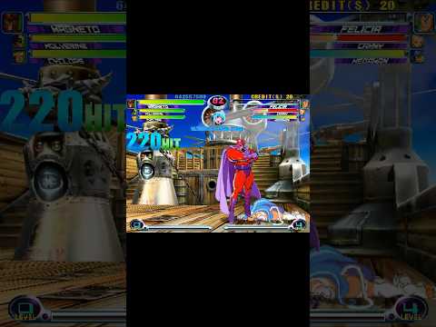 MARVEL VS CAPCOM 2 - MAGNETO 220 HITS COMBO #ultimateplayer #tas #arcade