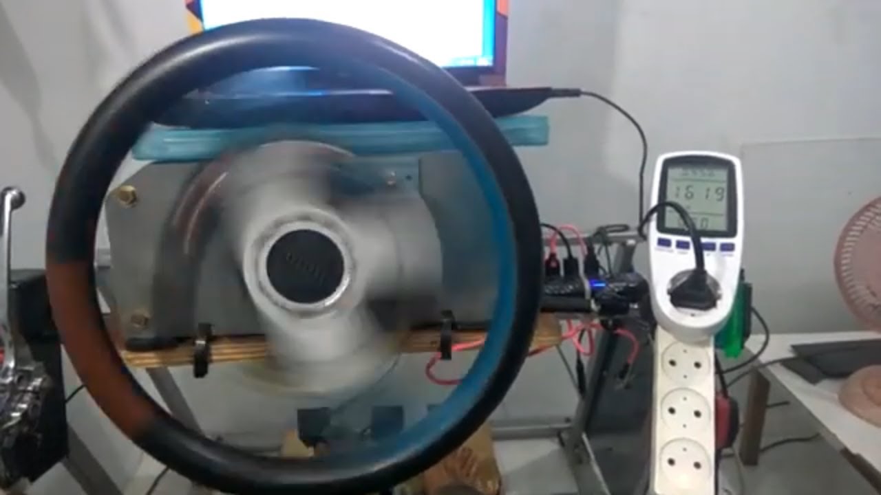 more testing on my DIY Force Feedback Steering Wheel + power cunsumtion