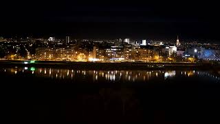 Urban Cityscape Nature At Night Beautiful City Lights Panorama Video