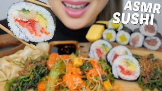 SUSHI ASMR *OMG Roll, Spicy Salmon Sashimi, Tamaki Rolls with Pork Gyoza No Talking Eating Sounds