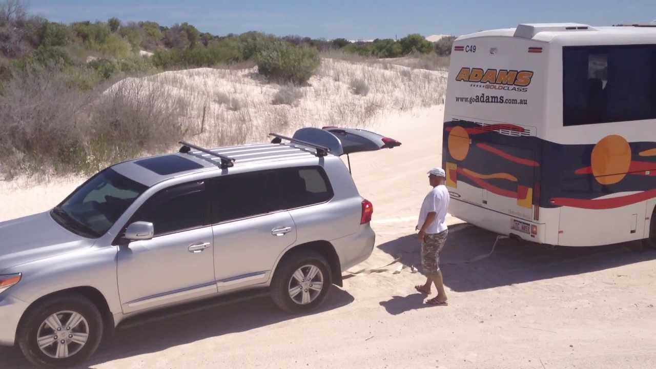 200 Series Landcruiser Sahara towing a Coach Bus