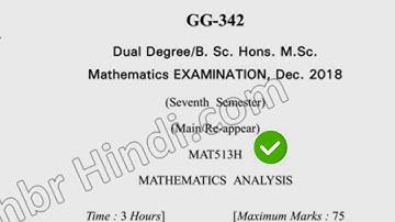 2018 Dcrust MSc Mathematics 7th Sem Mathematics Analysis Question Paper