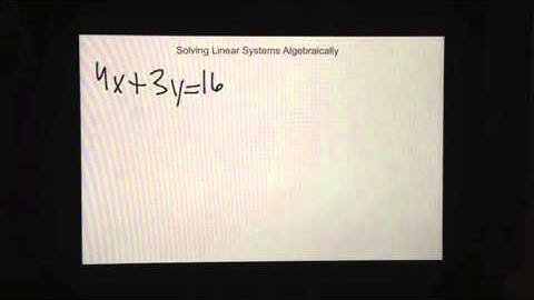 Video Project-3.2 Solving Linear Systems Algebraically Imani Harris