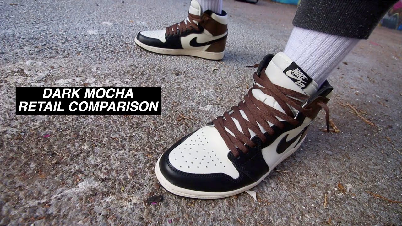 Jordan 1 Dark Mocha Retail Comparison On Feet Drone Shots Youtube