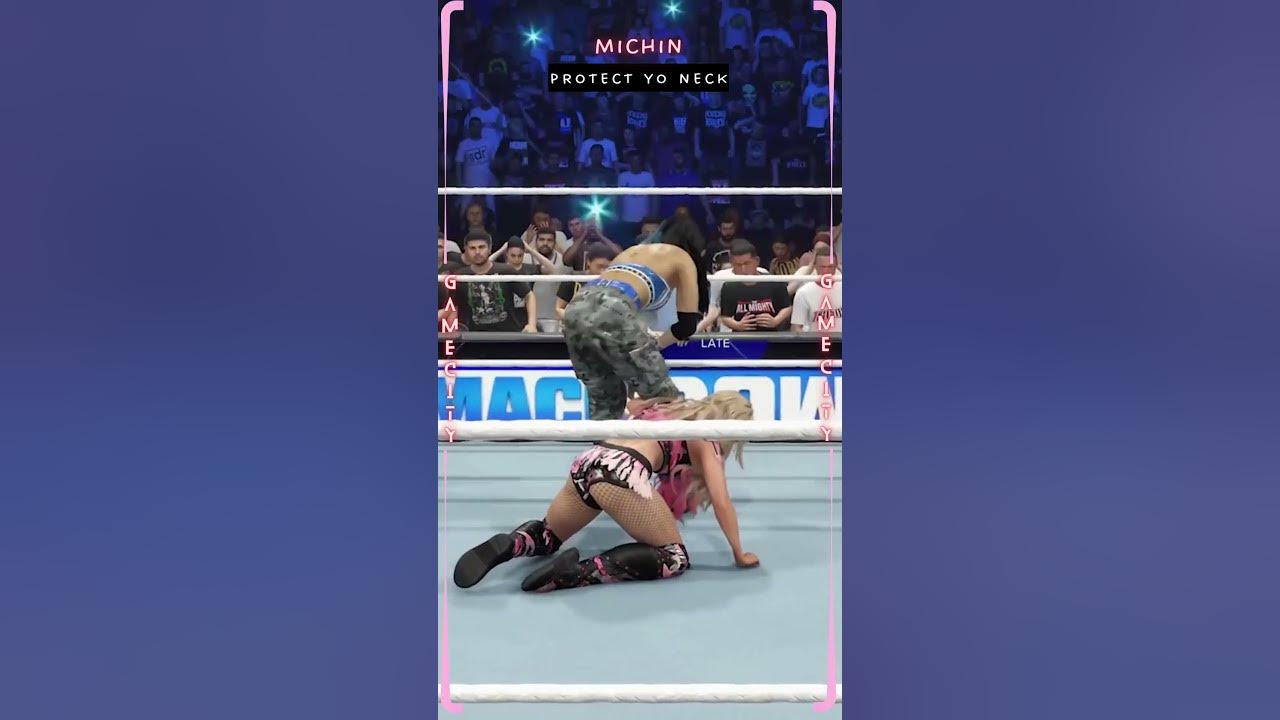 Michin delivers her signature Protect Yo Neck on Alexa Bliss wwe2k24
