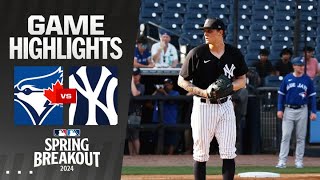 Blue Jays vs. Yankees Spring Breakout Game Highlights (3\/16\/24) | MLB Highlights