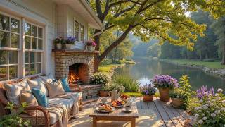 Soft Piano and & Crackling Fireplace for Relaxation 🎹 Relaxing Summer Morning by the Lake screenshot 3