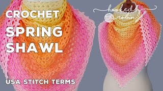 Crochet Spring Triangle Shawl  (Quick, Easy, Lightweight & Lacy!)