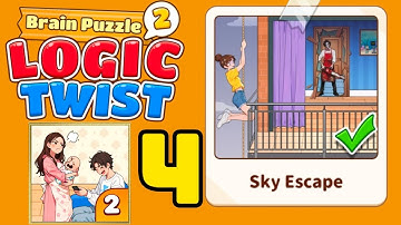 Brain puzzle 2 logic twist level 4 walkthrough ( sky escape )