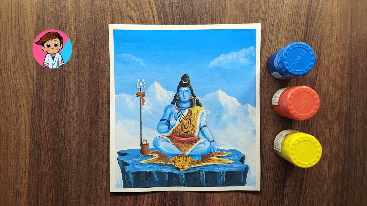 Maha Shivaratri drawing with poster color : tutorial #shorts - YouTube