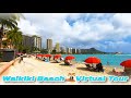 Waikiki Beach Virtual Walking Tour | Hilton Lagoon to Waikiki Wall, Queens Beach 🌴 Hawaii Beach