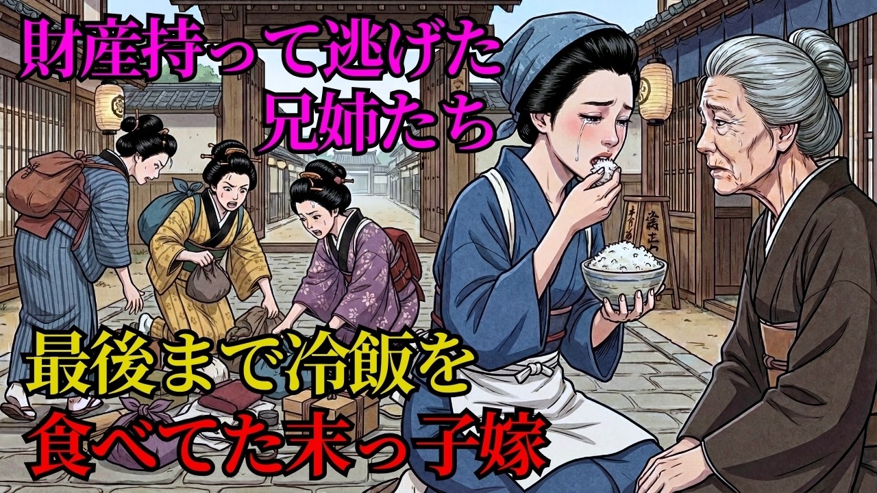 財産を掻っ攫って逃げた兄姉たち、最後まで残って冷や飯を食べ続けた末の嫁 | 野談 | 時代劇 | 昔話 | 説話 | 民話