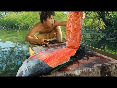 survival in the rainforest Eating Salmon Fish So