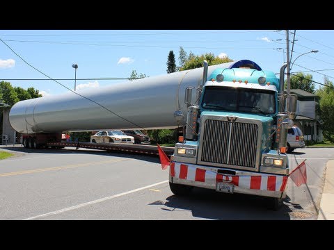 Semi gets stuck and SOLUTION - Wind turbine tower hauling truck