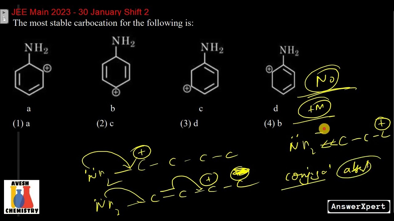 The most stable carbocation for the following is