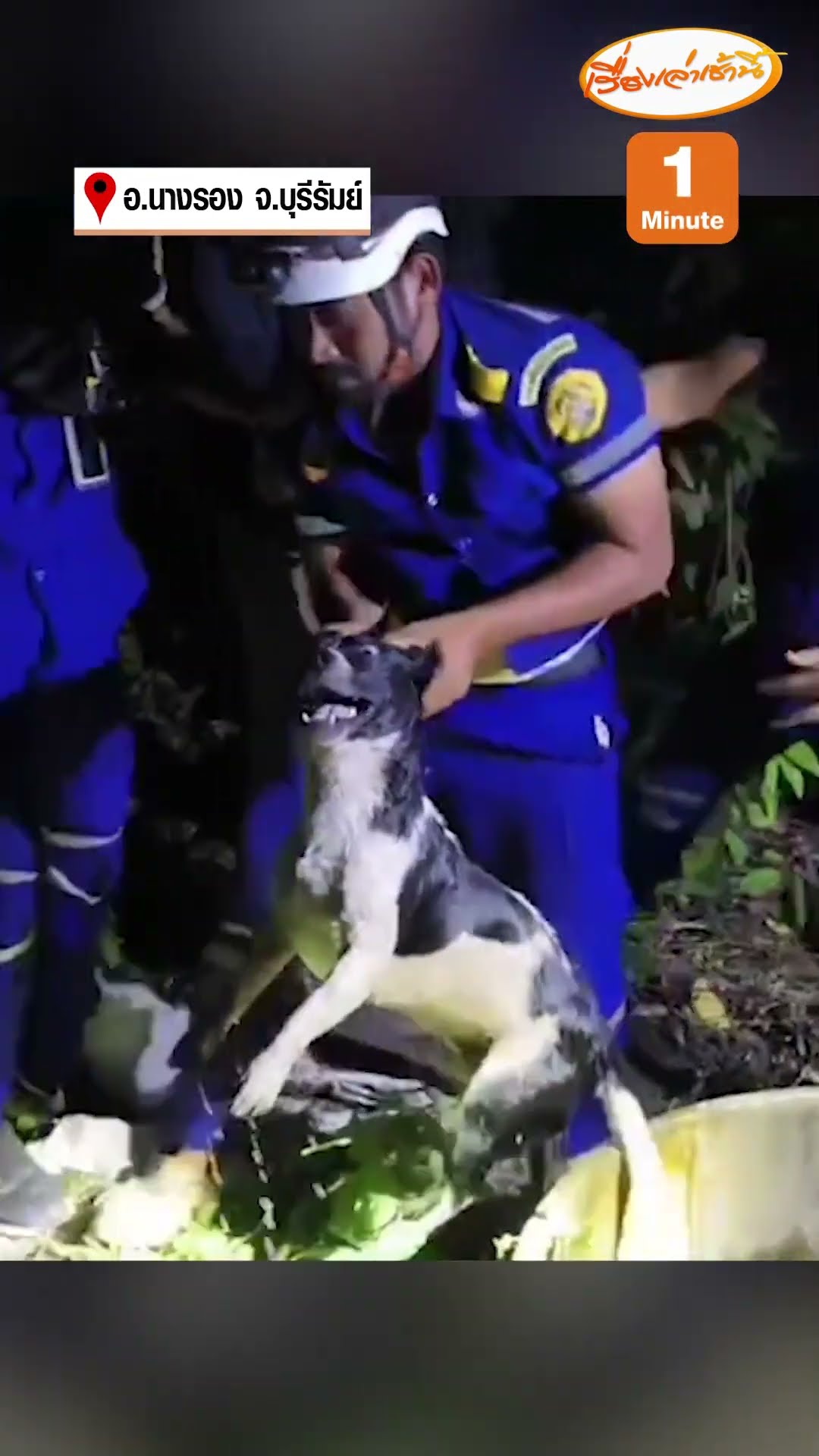เจ้าตูบยืดตัวสุดชีวิต ตกบ่อน้ำ กู้ภัยช่วยไว้ทัน