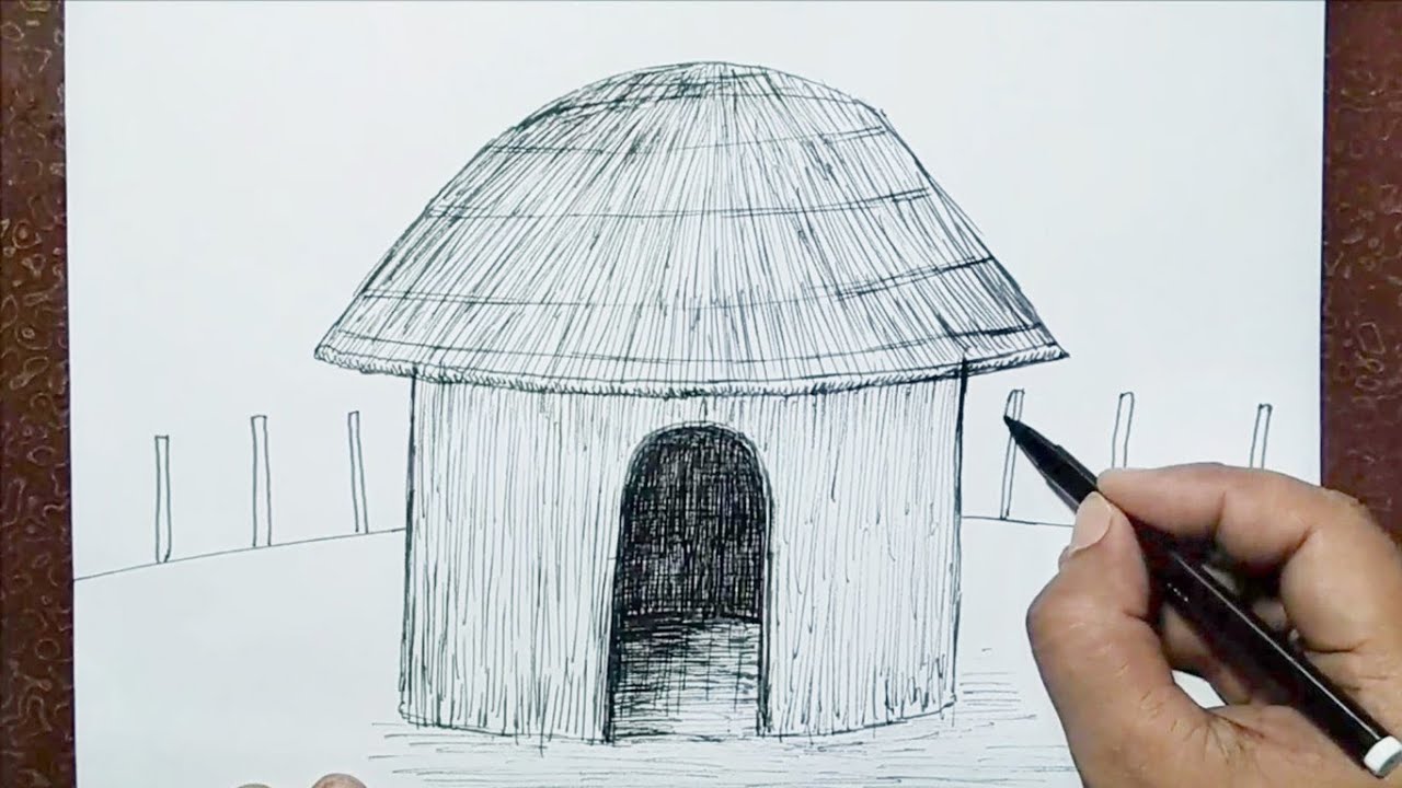 How to draw Tribal House || Rural Tribal House Drawing