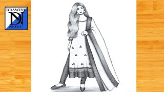 How to draw a Girl Salwar Suit -easy sketch || Pencil sketch for beginner || Girl drawing || Drawing by Drawing Neelu 3,810 views 3 weeks ago 9 minutes, 32 seconds
