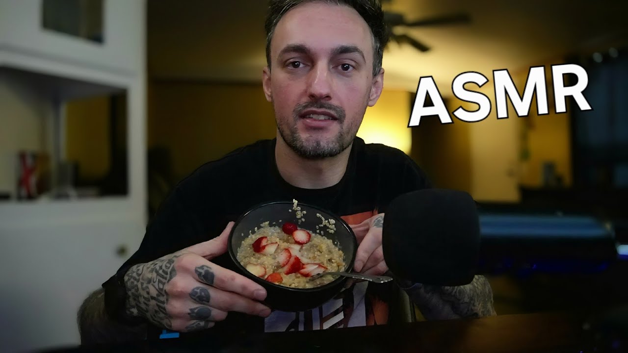 Strawberry, Banana, Apples & Cinnamon Homemade Breakfast Bowl | ASMR (Whispering, Chewing Sounds)