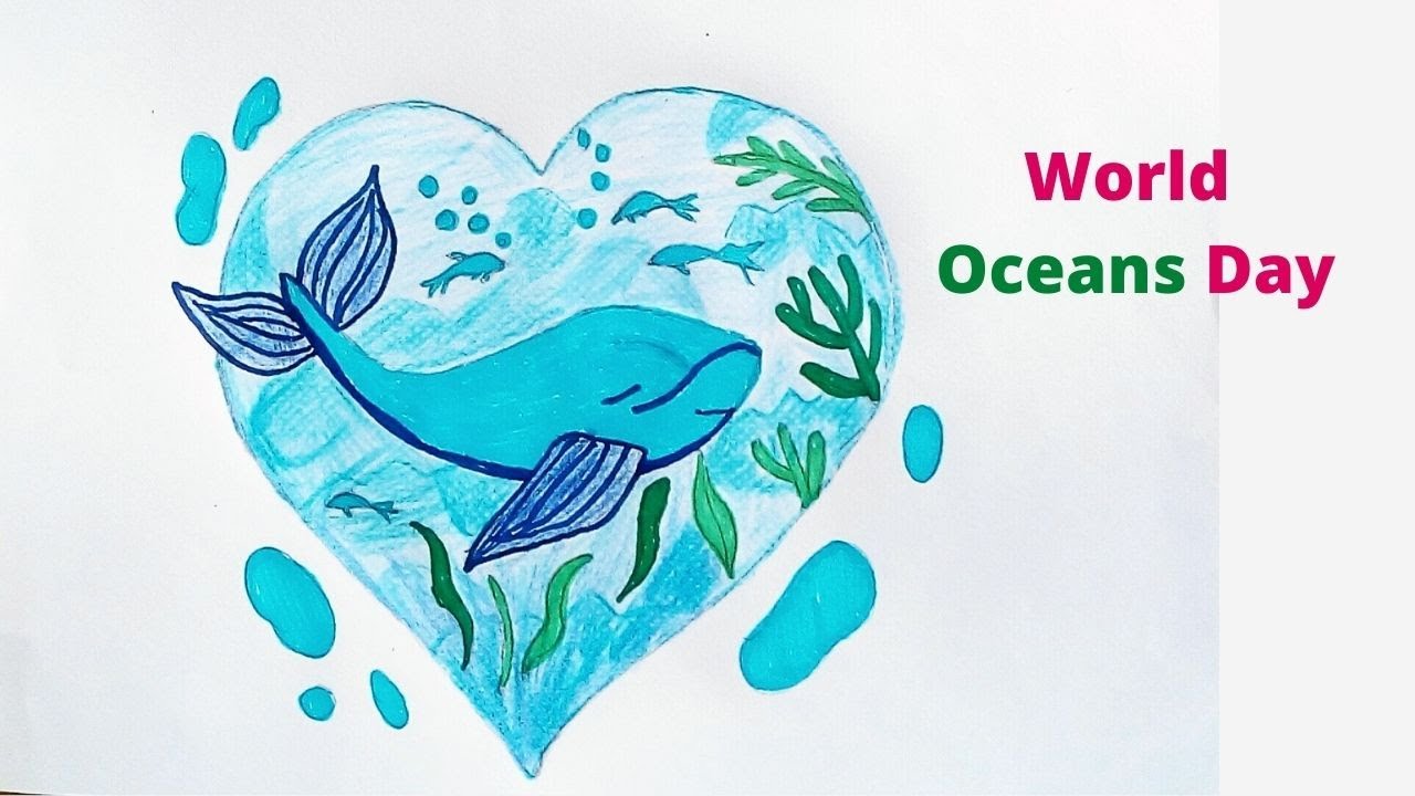 Vector flat illustration of the underwater world postcardposter for the world  ocean day on june 8 protection of nature  CanStock